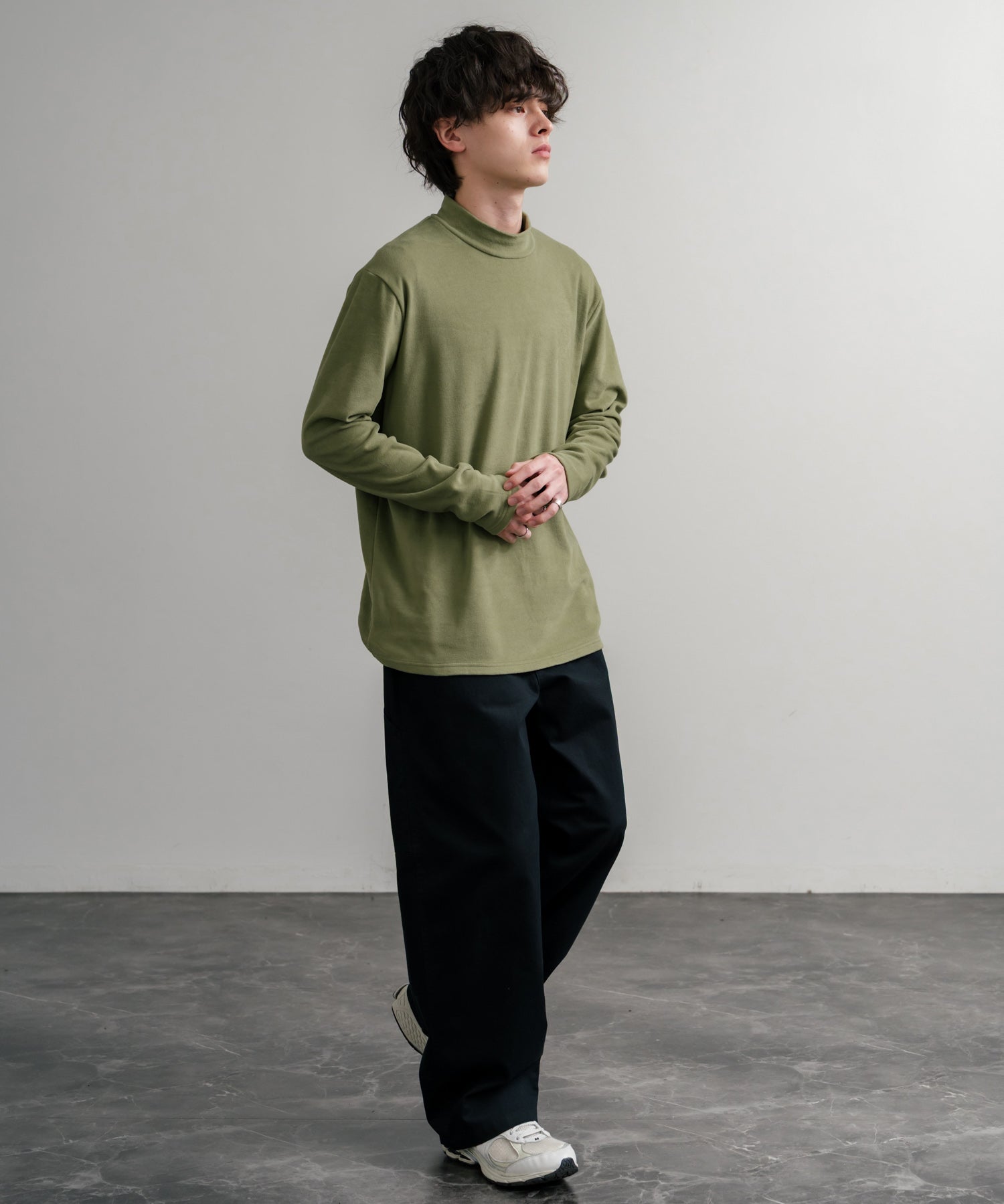ストレッチフリースハイネック長袖Tシャツ 14855