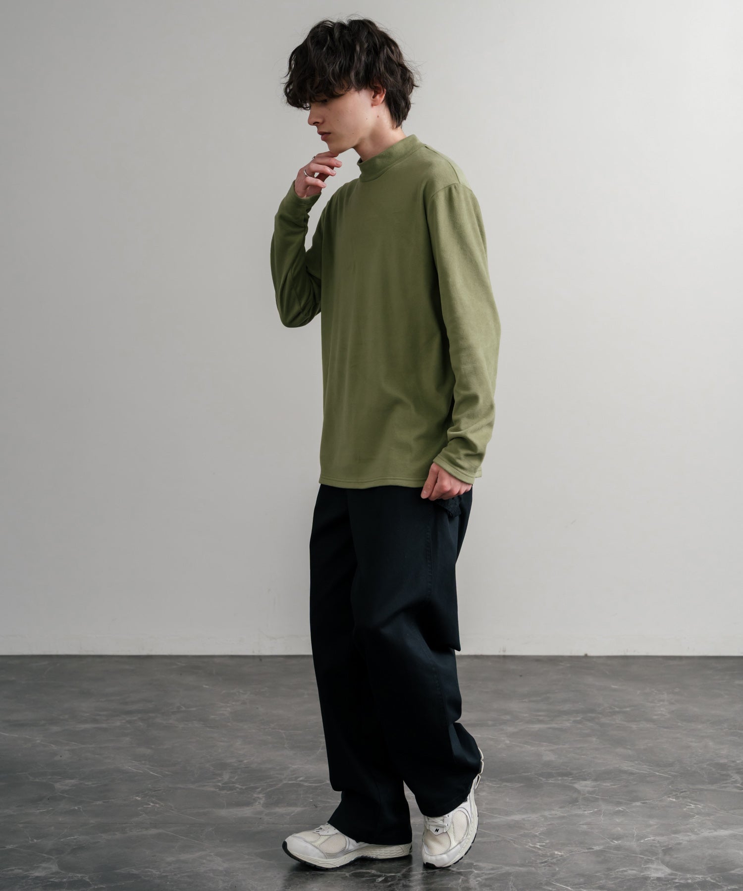 ストレッチフリースハイネック長袖Tシャツ 14855