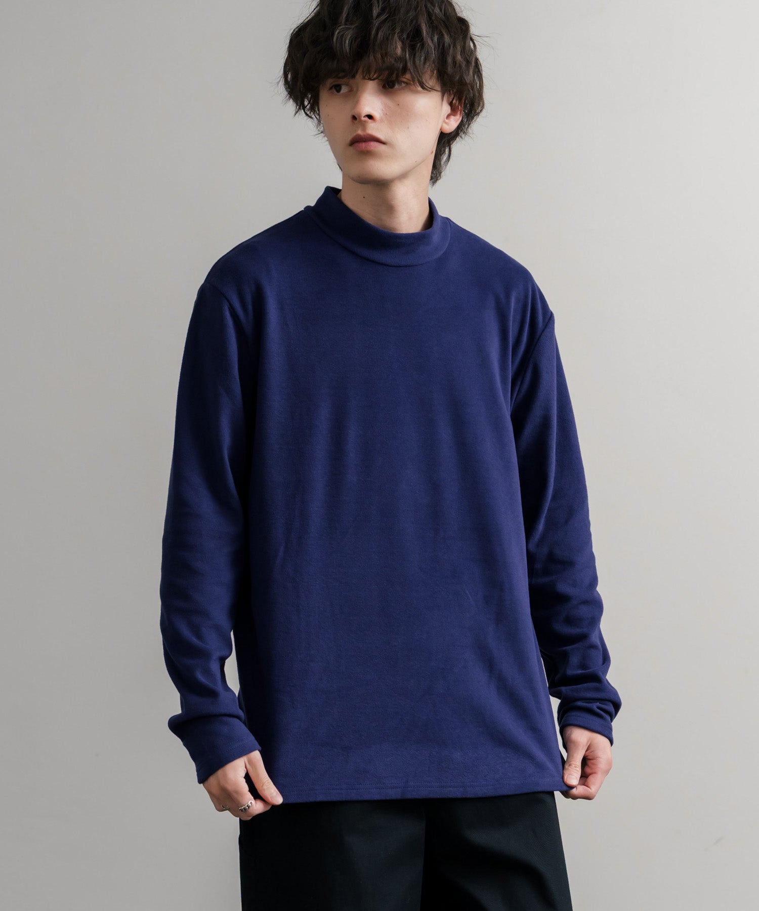 ストレッチフリースハイネック長袖Tシャツ 14855