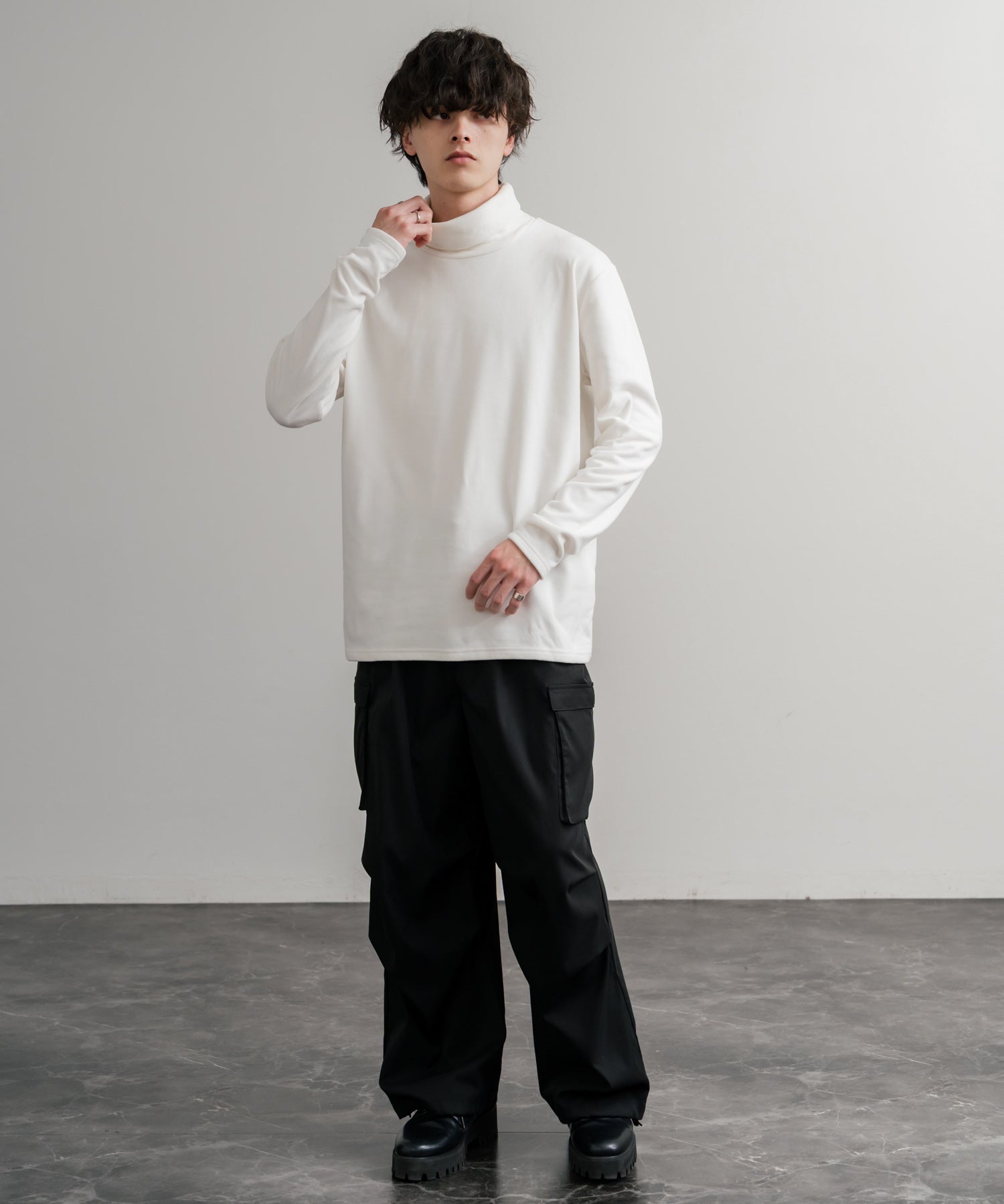 ストレッチフリースタートルネック長袖Tシャツ 14856