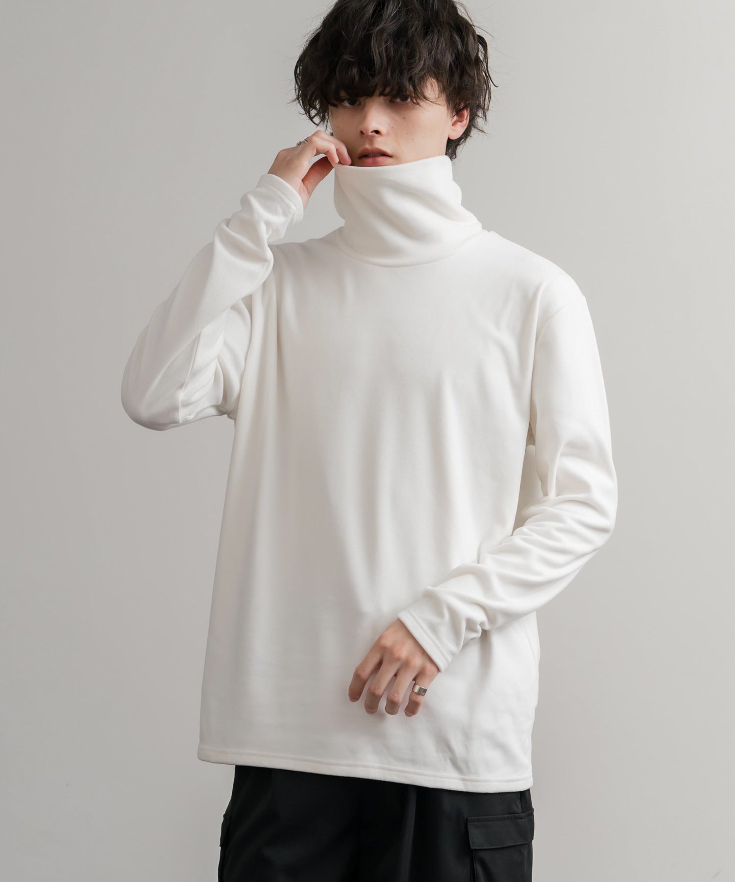 ストレッチフリースタートルネック長袖Tシャツ 14856