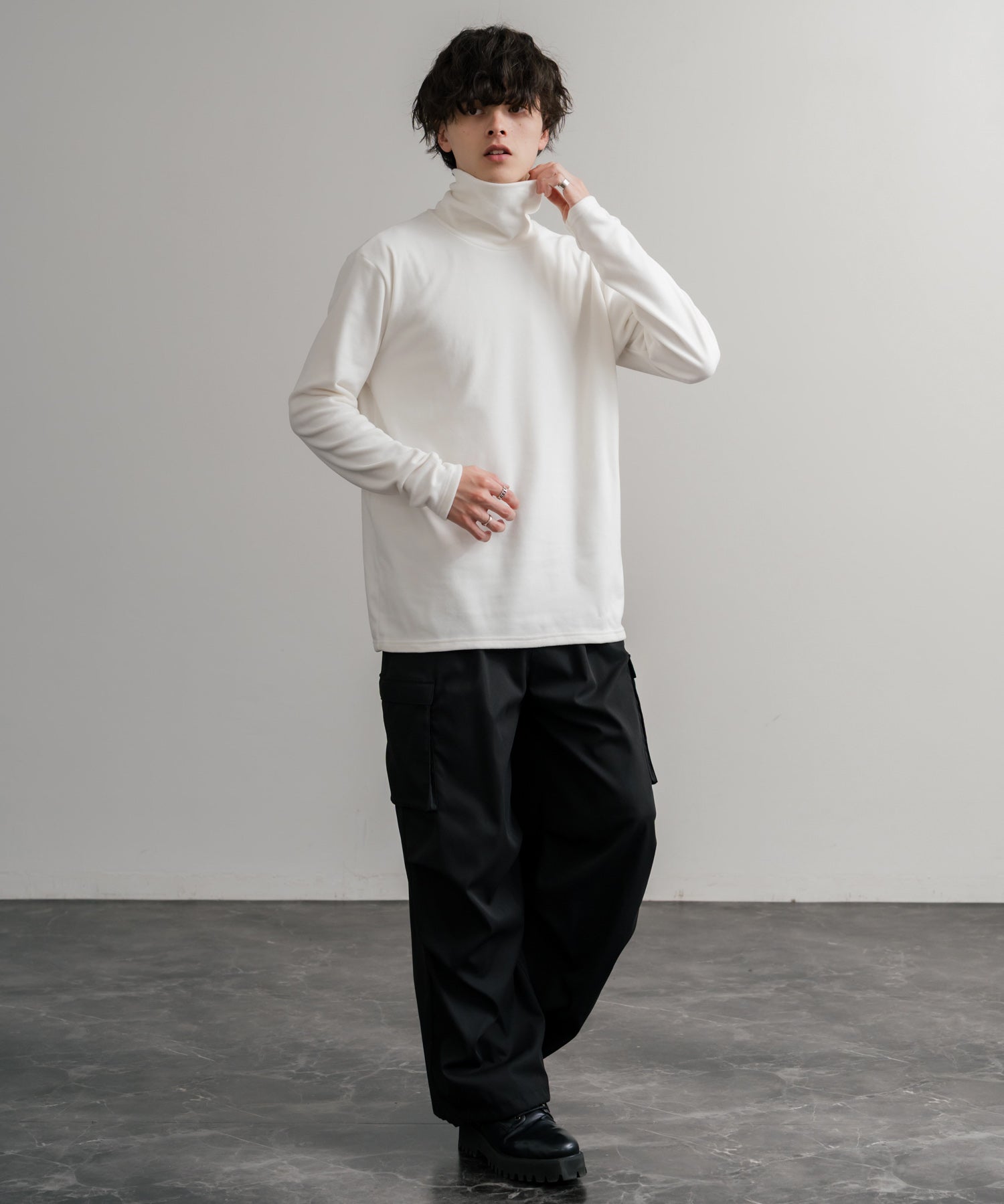 ストレッチフリースタートルネック長袖Tシャツ 14856