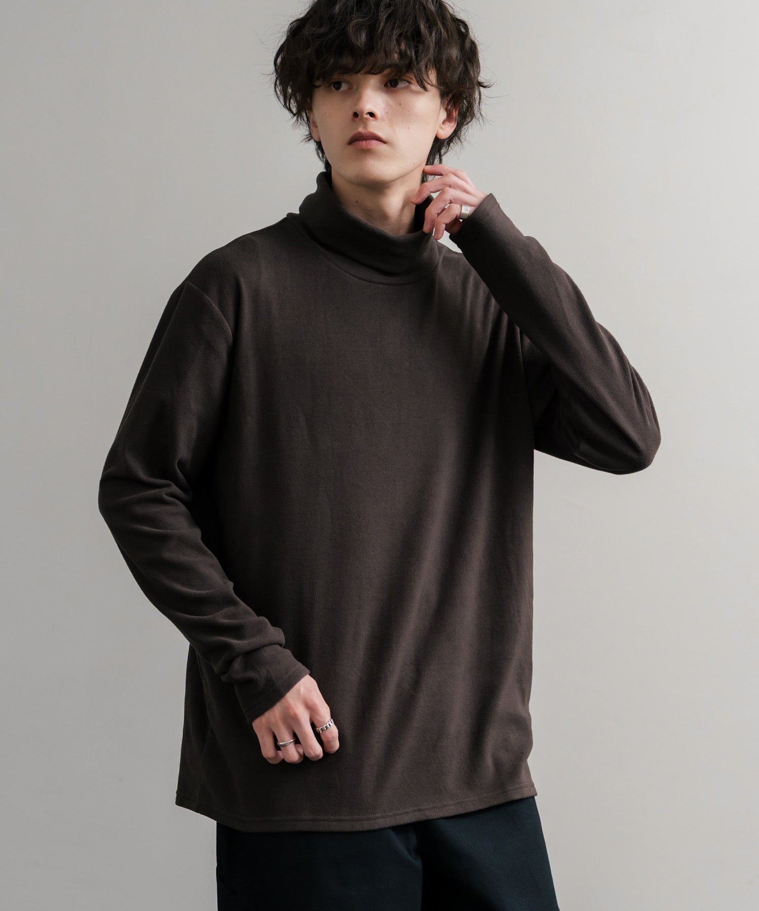 ストレッチフリースタートルネック長袖Tシャツ 14856