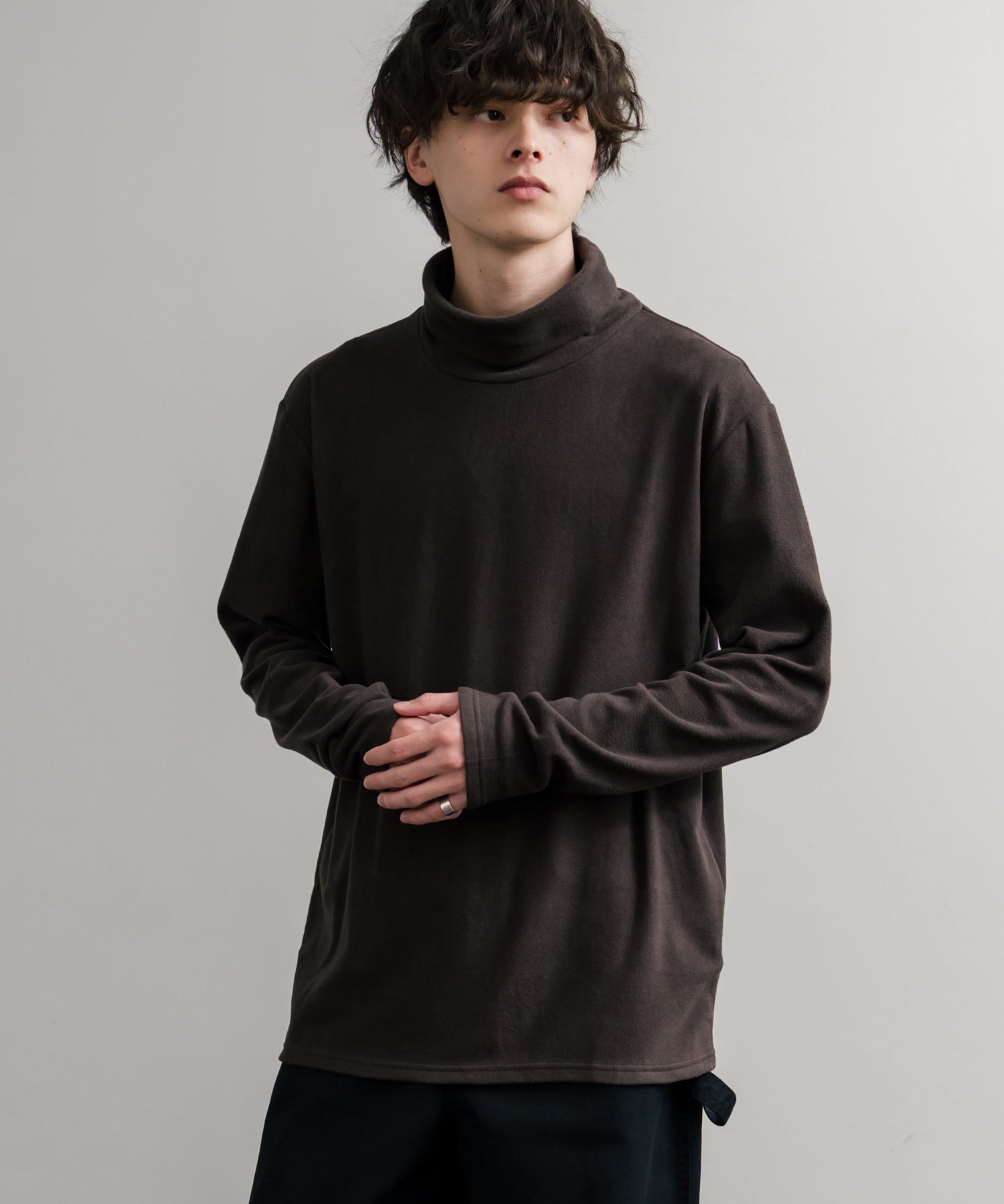 ストレッチフリースタートルネック長袖Tシャツ 14856