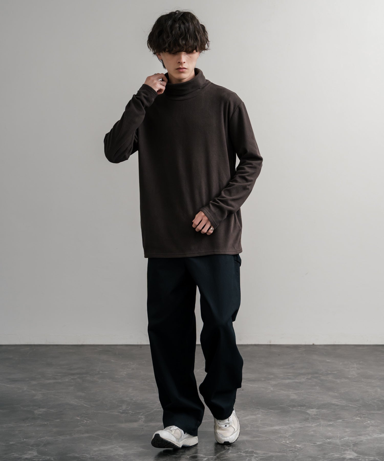 ストレッチフリースタートルネック長袖Tシャツ 14856
