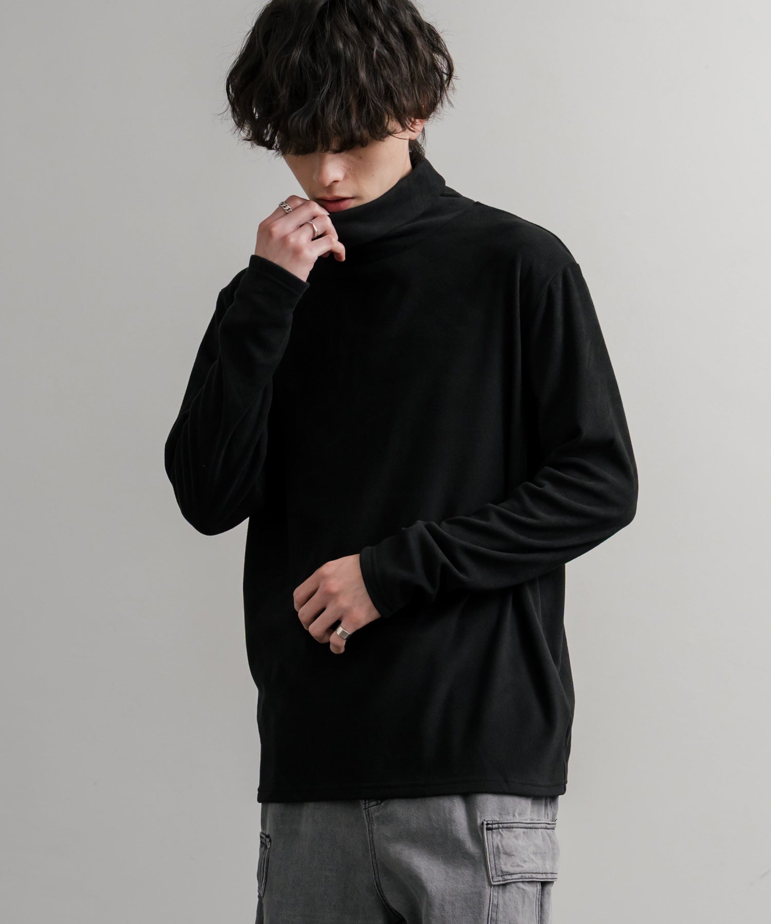 ストレッチフリースタートルネック長袖Tシャツ 14856