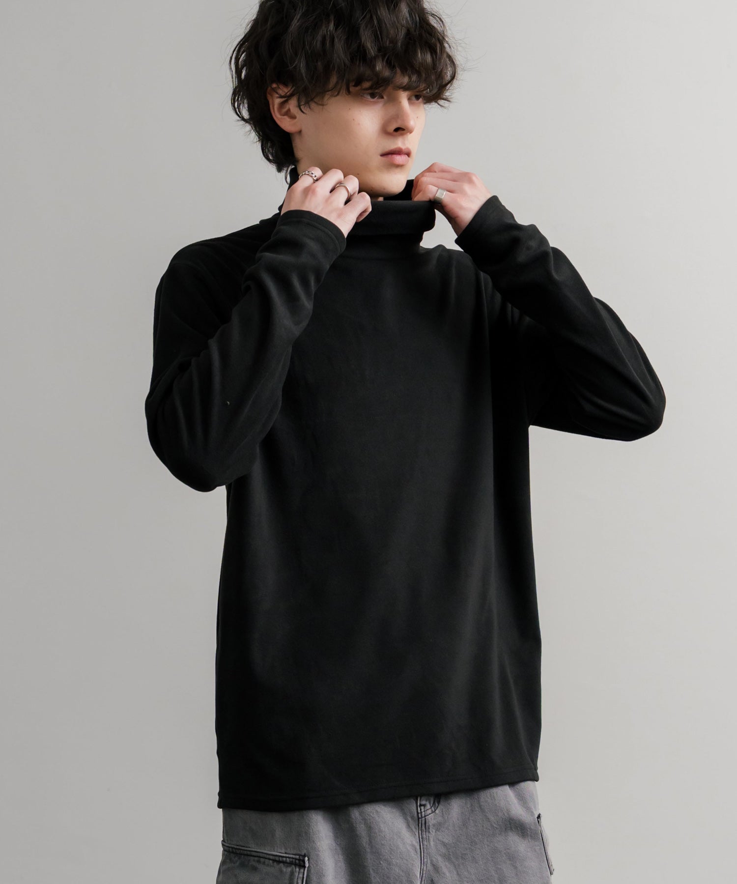 ストレッチフリースタートルネック長袖Tシャツ 14856