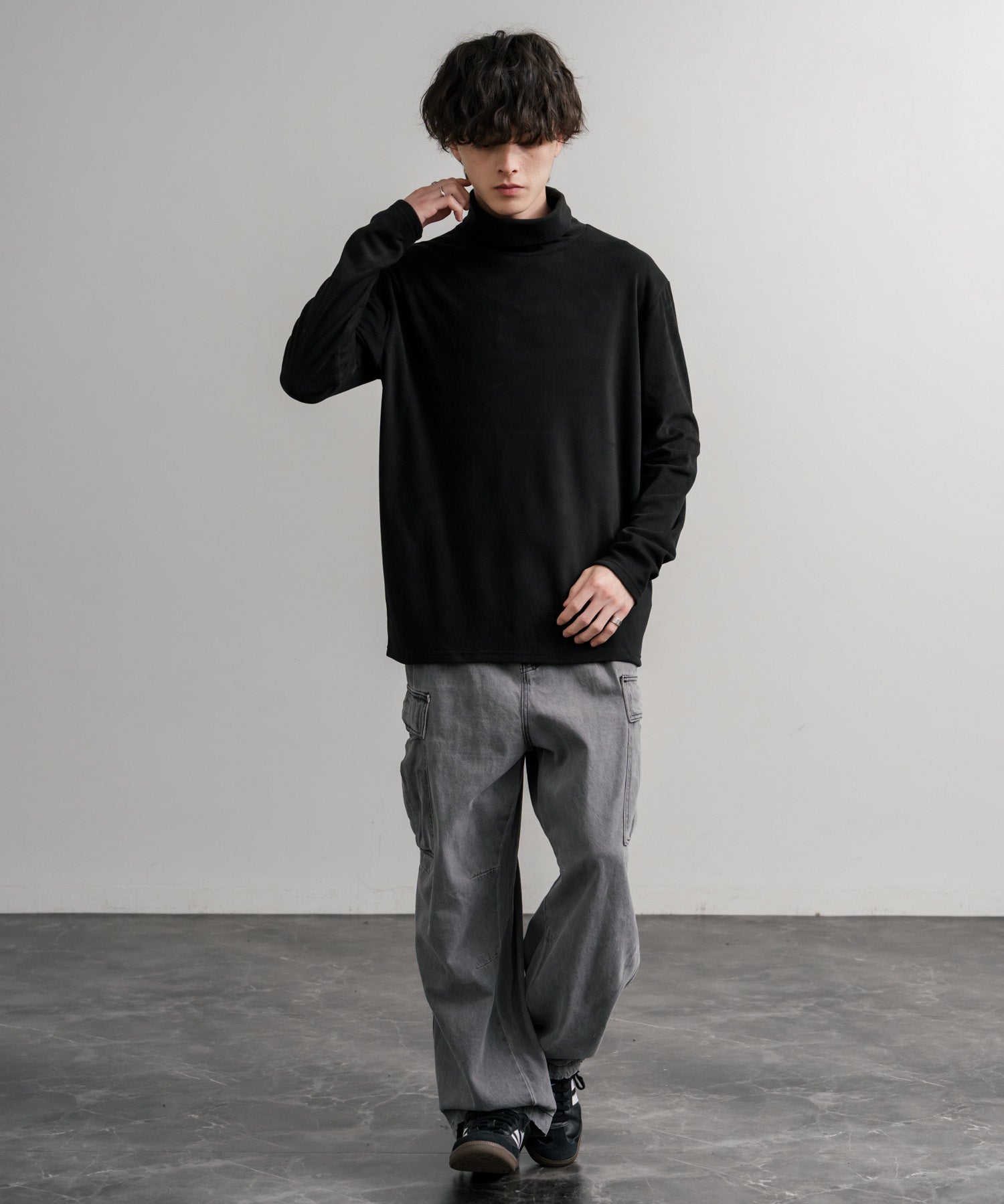 ストレッチフリースタートルネック長袖Tシャツ 14856