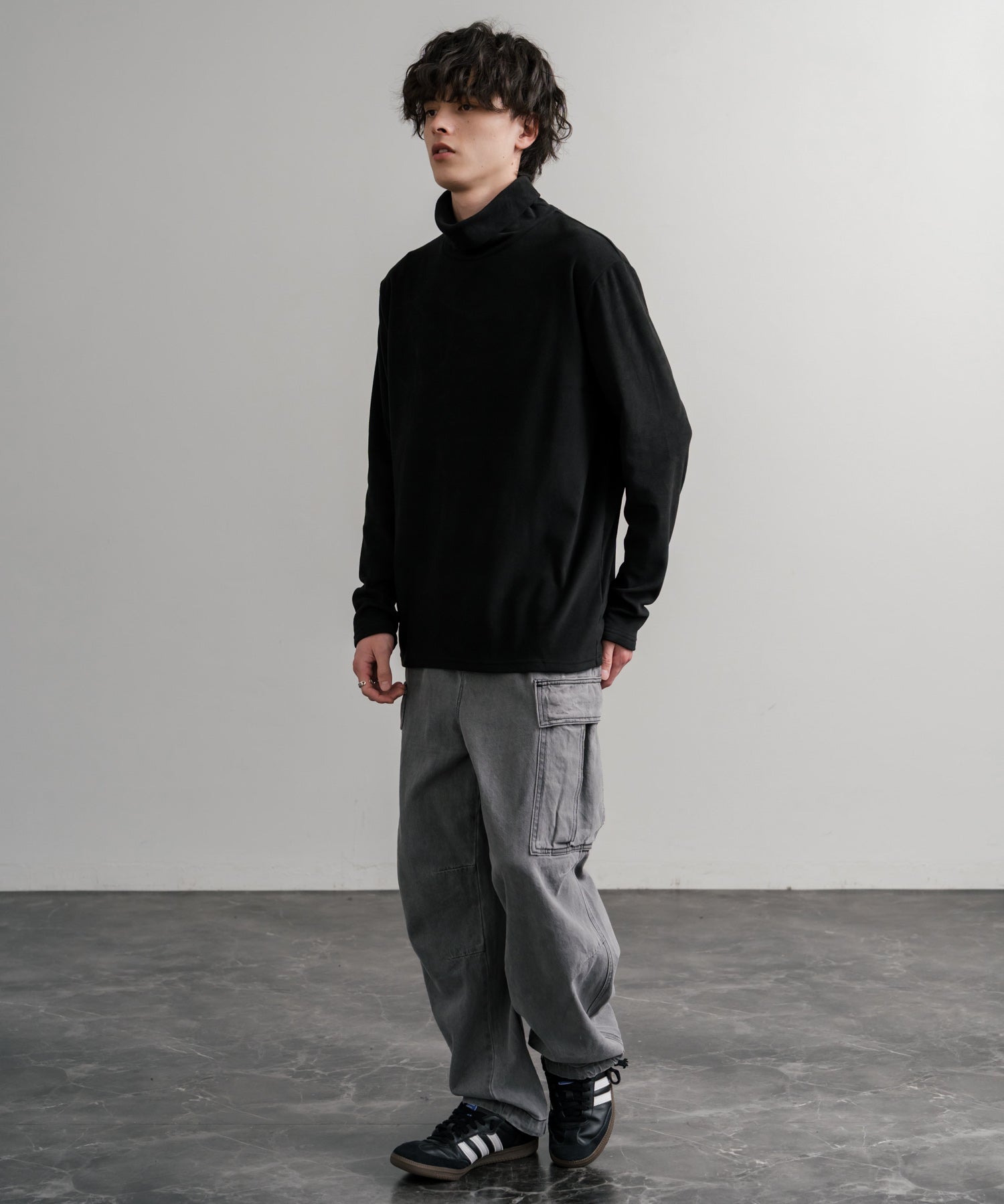 ストレッチフリースタートルネック長袖Tシャツ 14856