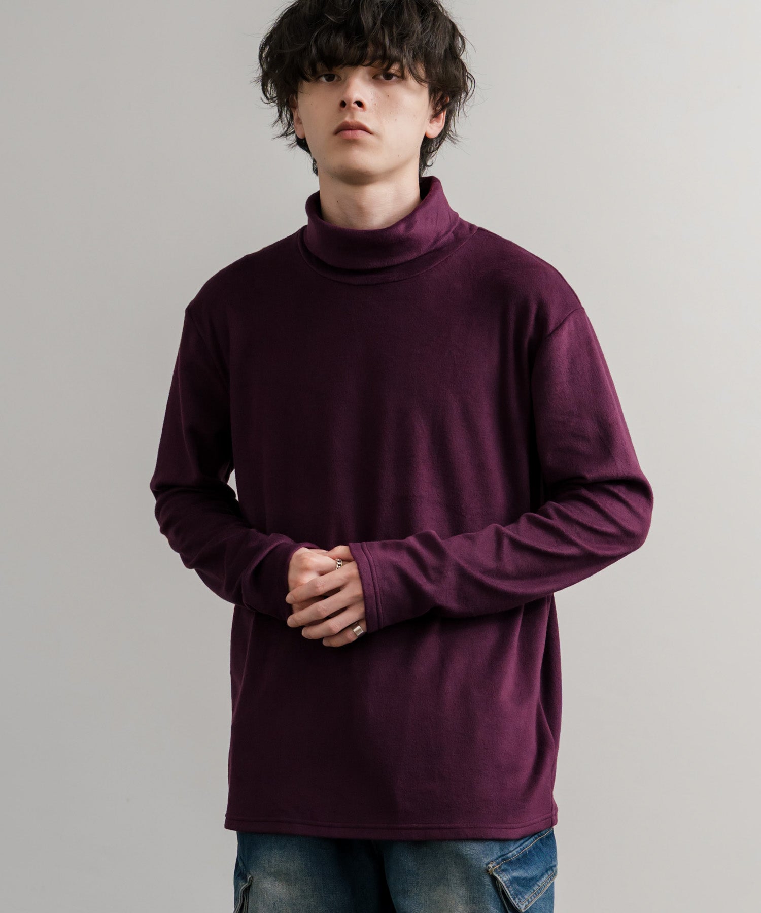 ストレッチフリースタートルネック長袖Tシャツ 14856
