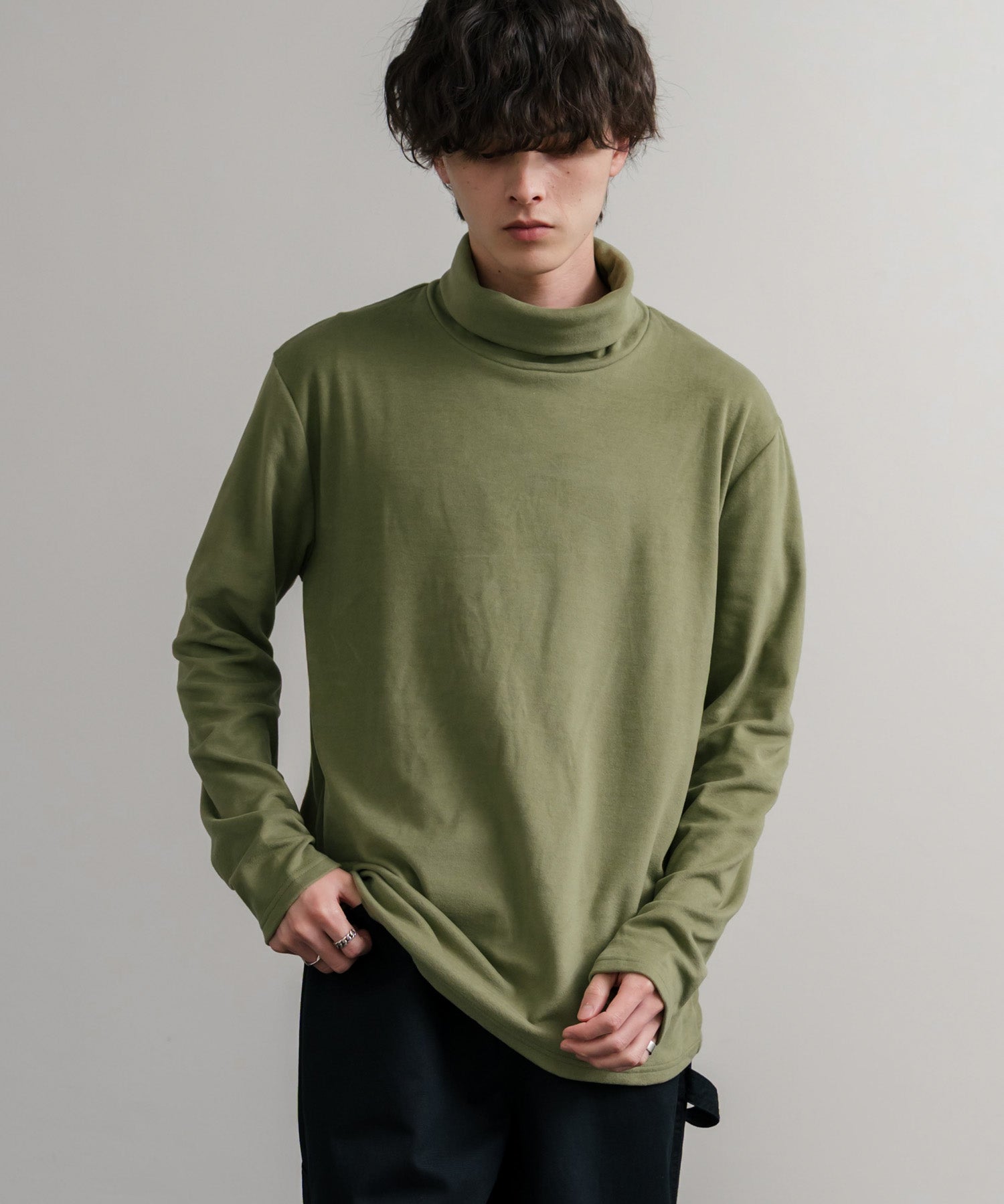 ストレッチフリースタートルネック長袖Tシャツ 14856