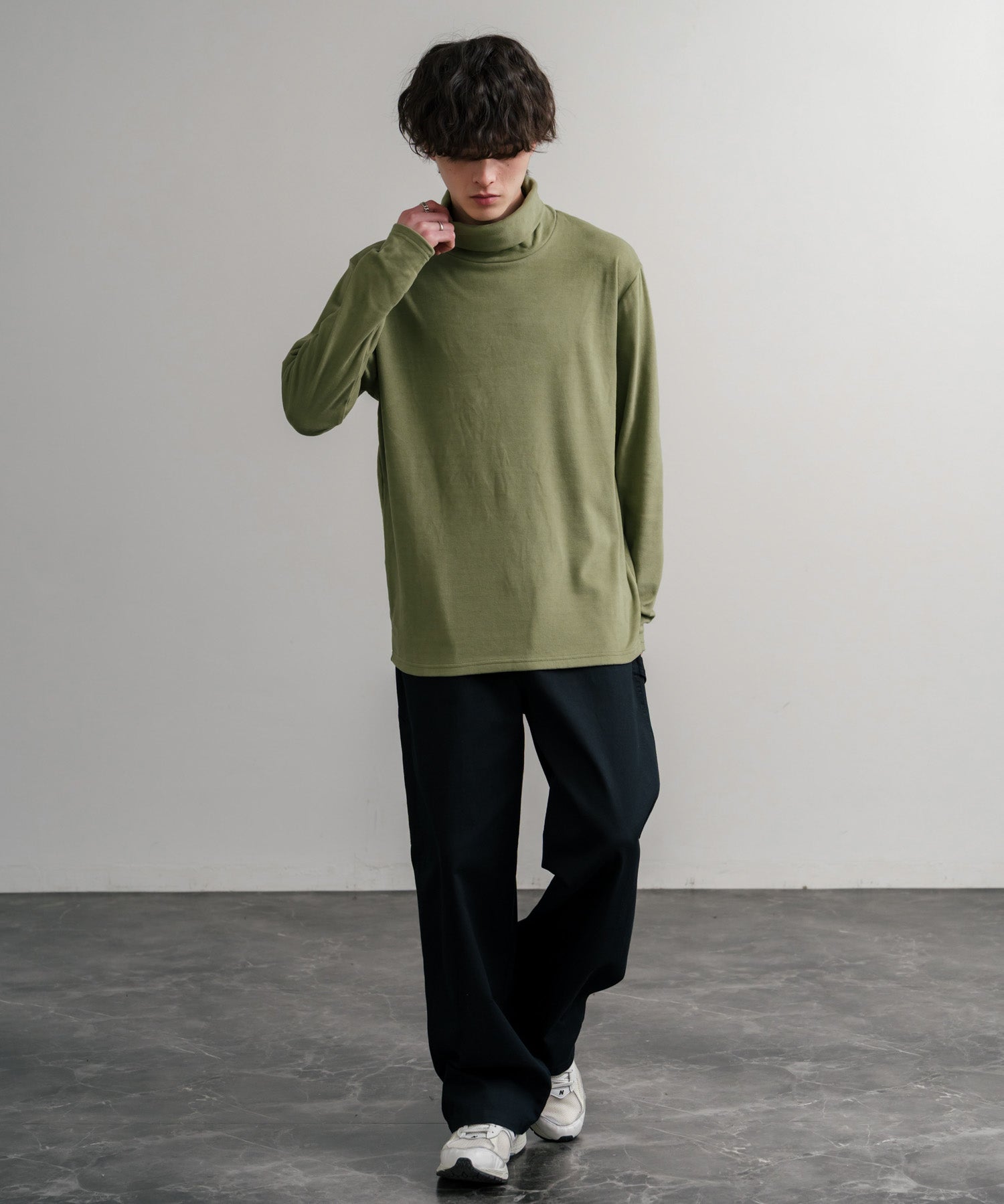 ストレッチフリースタートルネック長袖Tシャツ 14856