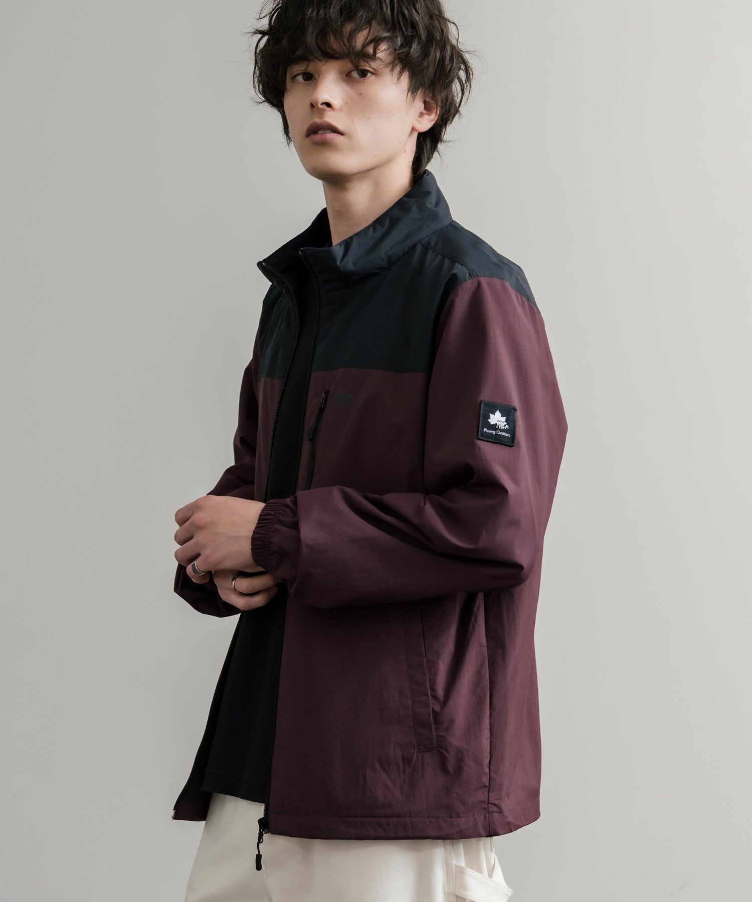 LOGOS ロゴス 撥水 裏タフタワンポイントロゴスタンドネックナイロンブルゾン 14857