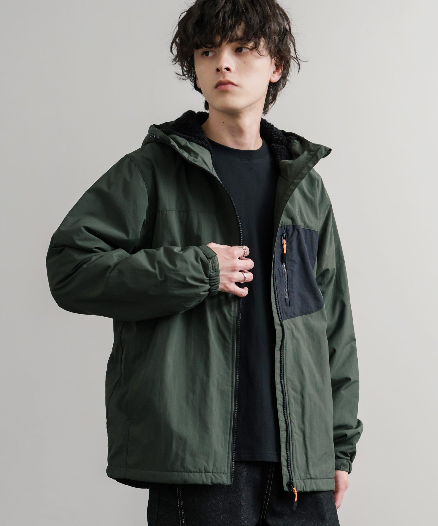 LOGOS ロゴス オーバーサイズフード裏ボアフリースフーディー/ワンポイントロゴ入り撥水ナイロンジャケット 14858