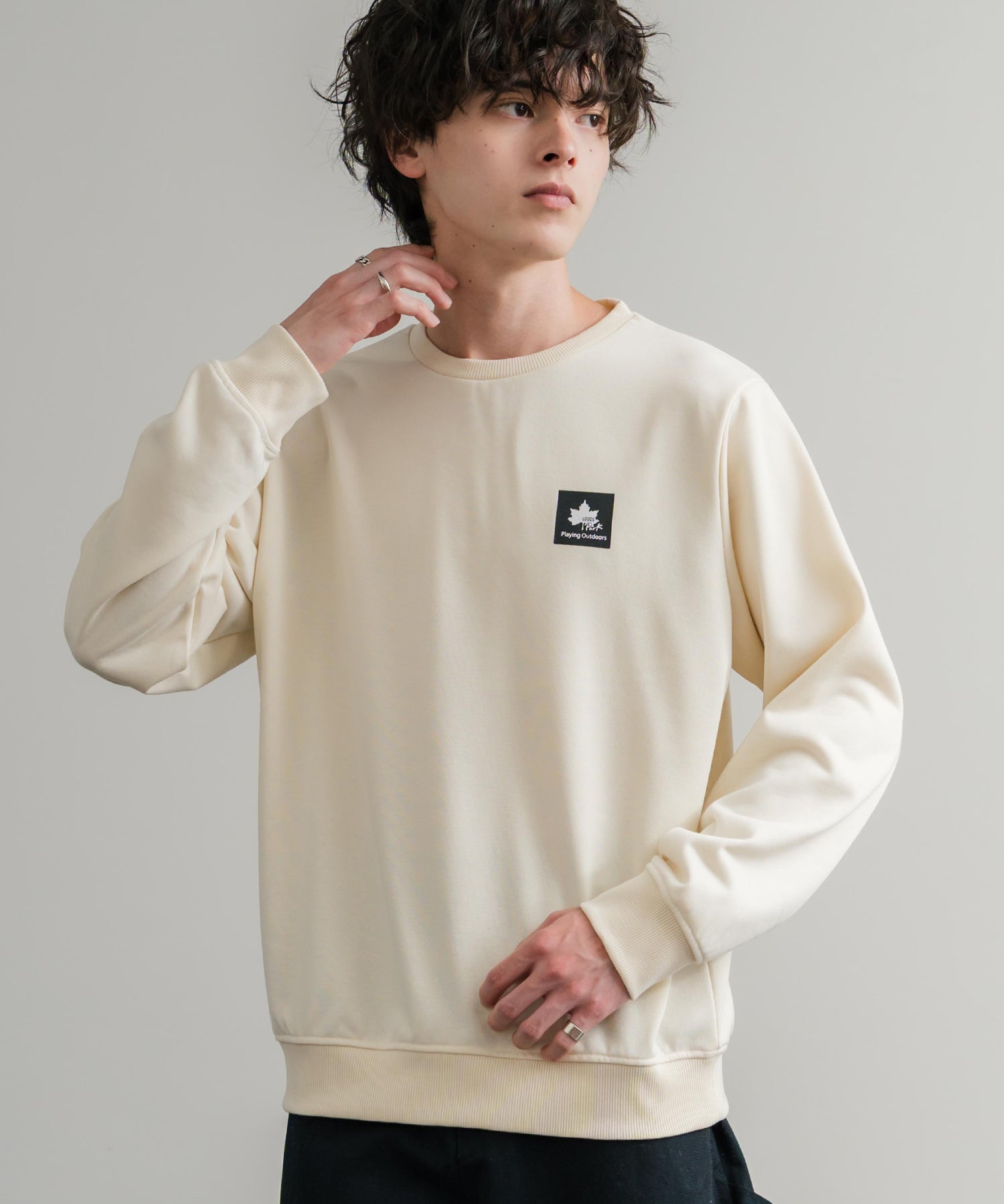 LOGOS ロゴス 吸汗速乾 ルーズシルエット裏毛ワンポイントロゴクルーネック長袖トレーナー 14859