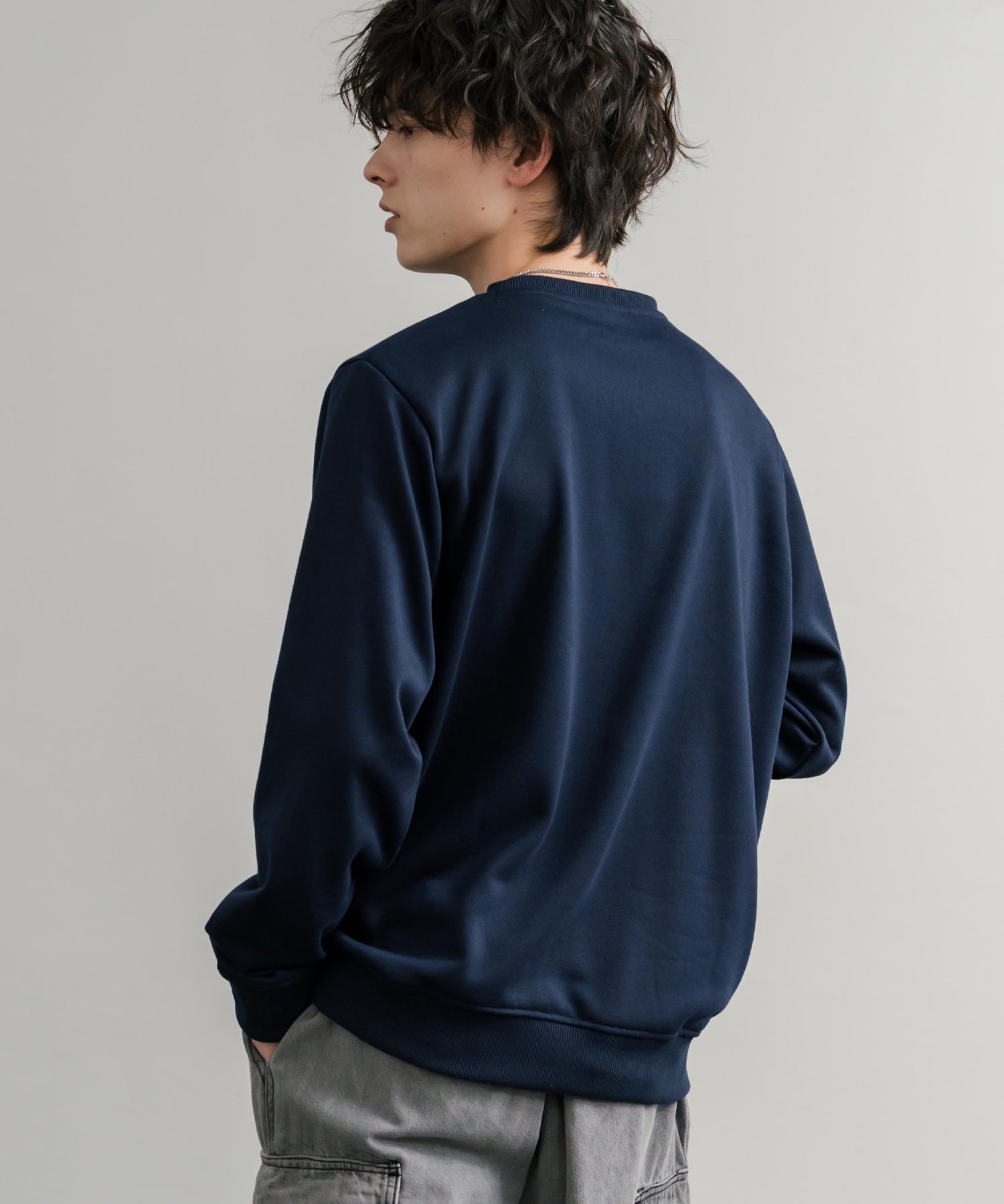 LOGOS ロゴス 吸汗速乾 ルーズシルエット裏毛ワンポイントロゴクルーネック長袖トレーナー 14859