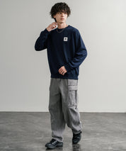 LOGOS ロゴス 吸汗速乾 ルーズシルエット裏毛ワンポイントロゴクルーネック長袖トレーナー 14859
