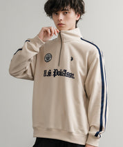 U.S. POLO ASSN. ユーエスポロアッスン half zip sweat shirt オーバーサイズ袖ラインワンポイントロゴ刺繍ハーフジップ裏毛スウェット 14862
