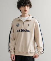 U.S. POLO ASSN. ユーエスポロアッスン half zip sweat shirt オーバーサイズ袖ラインワンポイントロゴ刺繍ハーフジップ裏毛スウェット 14862