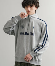 U.S. POLO ASSN. ユーエスポロアッスン half zip sweat shirt オーバーサイズ袖ラインワンポイントロゴ刺繍ハーフジップ裏毛スウェット 14862