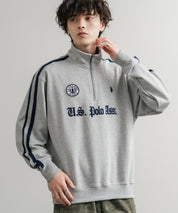 U.S. POLO ASSN. ユーエスポロアッスン half zip sweat shirt オーバーサイズ袖ラインワンポイントロゴ刺繍ハーフジップ裏毛スウェット 14862