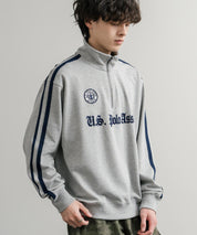 U.S. POLO ASSN. ユーエスポロアッスン half zip sweat shirt オーバーサイズ袖ラインワンポイントロゴ刺繍ハーフジップ裏毛スウェット 14862