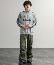 U.S. POLO ASSN. ユーエスポロアッスン half zip sweat shirt オーバーサイズ袖ラインワンポイントロゴ刺繍ハーフジップ裏毛スウェット 14862