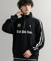 U.S. POLO ASSN. ユーエスポロアッスン half zip sweat shirt オーバーサイズ袖ラインワンポイントロゴ刺繍ハーフジップ裏毛スウェット 14862
