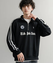 U.S. POLO ASSN. ユーエスポロアッスン half zip sweat shirt オーバーサイズ袖ラインワンポイントロゴ刺繍ハーフジップ裏毛スウェット 14862