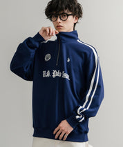 U.S. POLO ASSN. ユーエスポロアッスン half zip sweat shirt オーバーサイズ袖ラインワンポイントロゴ刺繍ハーフジップ裏毛スウェット 14862