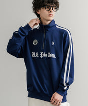 U.S. POLO ASSN. ユーエスポロアッスン half zip sweat shirt オーバーサイズ袖ラインワンポイントロゴ刺繍ハーフジップ裏毛スウェット 14862