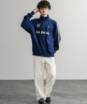 U.S. POLO ASSN. ユーエスポロアッスン half zip sweat shirt オーバーサイズ袖ラインワンポイントロゴ刺繍ハーフジップ裏毛スウェット 14862