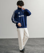U.S. POLO ASSN. ユーエスポロアッスン half zip sweat shirt オーバーサイズ袖ラインワンポイントロゴ刺繍ハーフジップ裏毛スウェット 14862