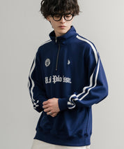 U.S. POLO ASSN. ユーエスポロアッスン half zip sweat shirt オーバーサイズ袖ラインワンポイントロゴ刺繍ハーフジップ裏毛スウェット 14862