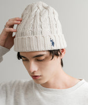 U.S. POLO ASSN. ユーエスポロアッスン cable Knitting beanie ワンポイントロゴ刺繍ケーブル編みニット帽 ニットキャップ ビーニー 14863