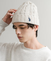 U.S. POLO ASSN. ユーエスポロアッスン cable Knitting beanie ワンポイントロゴ刺繍ケーブル編みニット帽 ニットキャップ ビーニー 14863