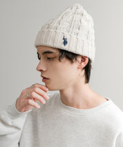 U.S. POLO ASSN. ユーエスポロアッスン cable Knitting beanie ワンポイントロゴ刺繍ケーブル編みニット帽 ニットキャップ ビーニー 14863