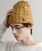U.S. POLO ASSN. ユーエスポロアッスン cable Knitting beanie ワンポイントロゴ刺繍ケーブル編みニット帽 ニットキャップ ビーニー 14863