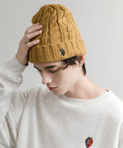 U.S. POLO ASSN. ユーエスポロアッスン cable Knitting beanie ワンポイントロゴ刺繍ケーブル編みニット帽 ニットキャップ ビーニー 14863