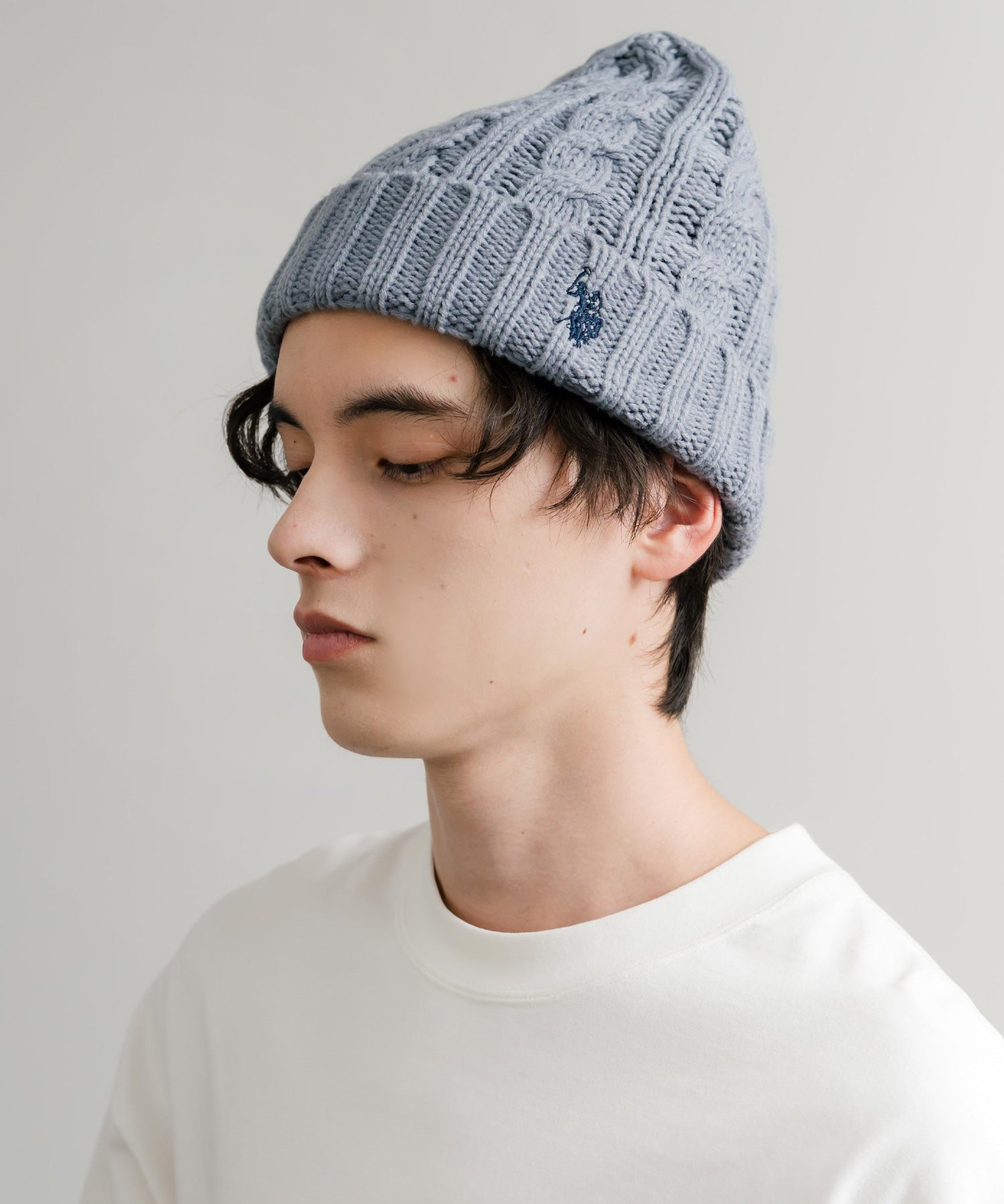 U.S. POLO ASSN. ユーエスポロアッスン cable Knitting beanie ワンポイントロゴ刺繍ケーブル編みニット帽 ニットキャップ ビーニー 14863