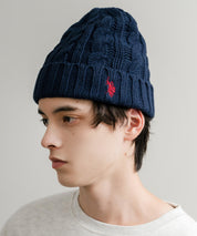 U.S. POLO ASSN. ユーエスポロアッスン cable Knitting beanie ワンポイントロゴ刺繍ケーブル編みニット帽 ニットキャップ ビーニー 14863