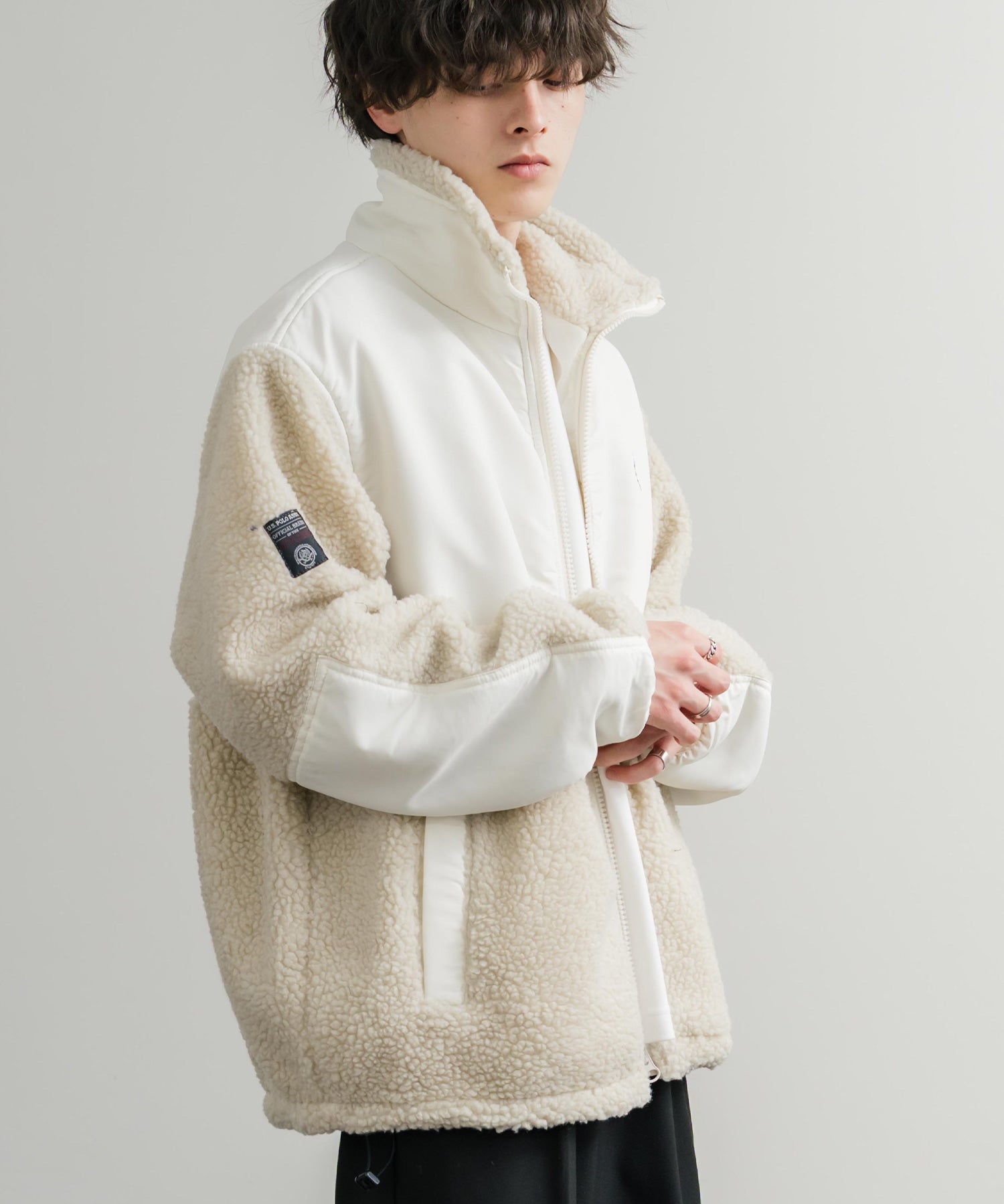 U.S. POLO ASSN. ユーエスポロアッスン BOA JACKET オーバーサイズワンポイントロゴ刺繍ボアジャケット 14865