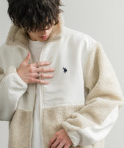 U.S. POLO ASSN. ユーエスポロアッスン BOA JACKET オーバーサイズワンポイントロゴ刺繍ボアジャケット 14865