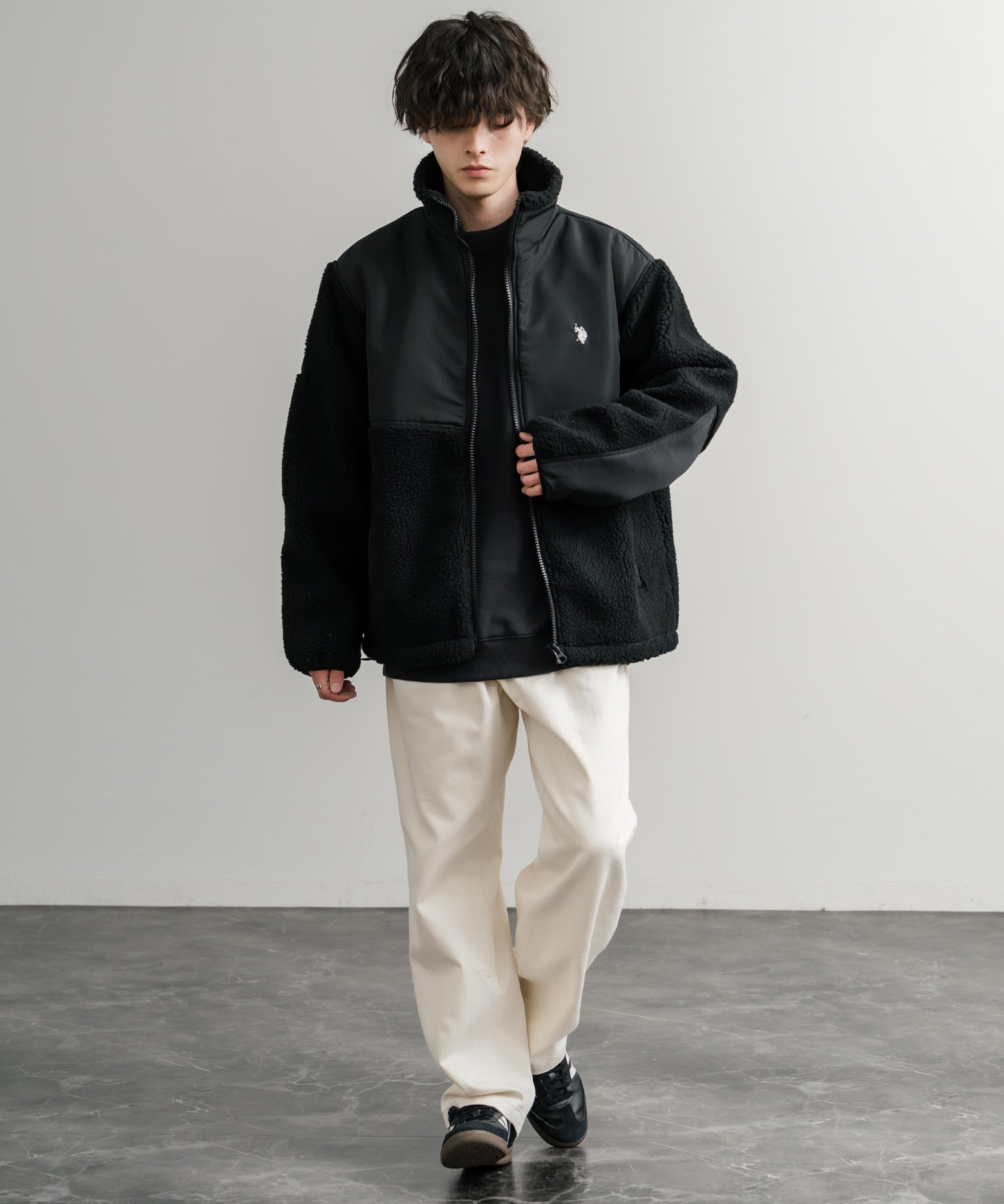 U.S. POLO ASSN. ユーエスポロアッスン BOA JACKET オーバーサイズワンポイントロゴ刺繍ボアジャケット 14865