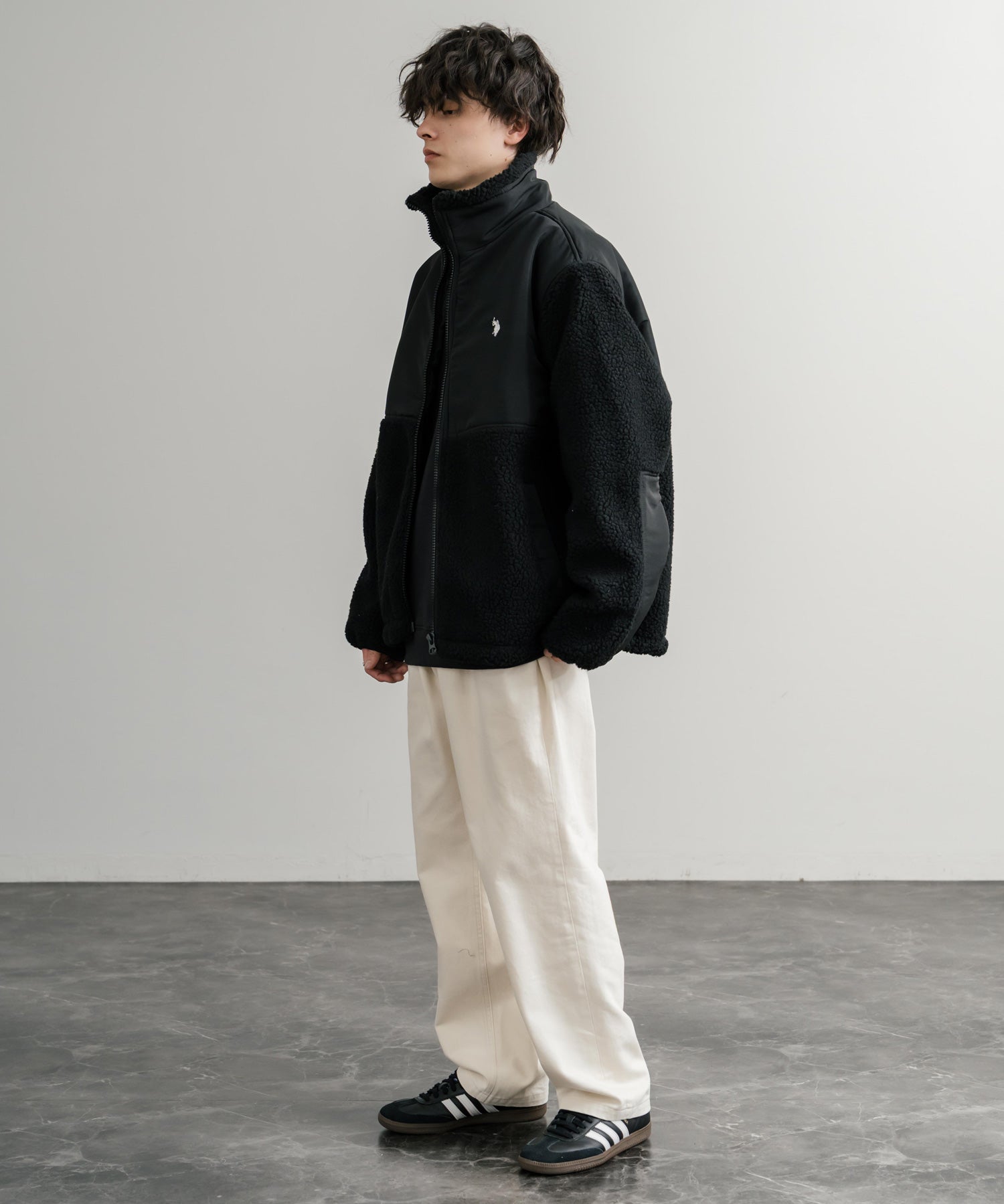U.S. POLO ASSN. ユーエスポロアッスン BOA JACKET オーバーサイズワンポイントロゴ刺繍ボアジャケット 14865