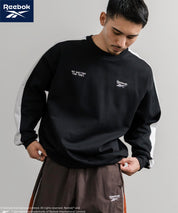 Reebok リーボック オーバーサイズ裏起毛ロゴ刺繍＆ラグラン袖ラインクルートレーナー 14866