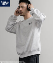 Reebok リーボック オーバーサイズ裏起毛ワンポイントロゴ刺繍クルートレーナー 14871