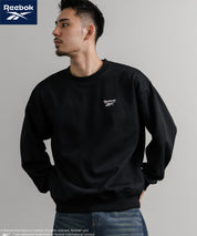 Reebok リーボック オーバーサイズ裏起毛ワンポイントロゴ刺繍クルートレーナー 14871