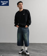 Reebok リーボック オーバーサイズ裏起毛ワンポイントロゴ刺繍クルートレーナー 14871