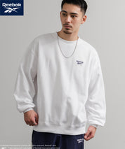 Reebok リーボック オーバーサイズ裏起毛ワンポイントロゴ刺繍クルートレーナー 14871